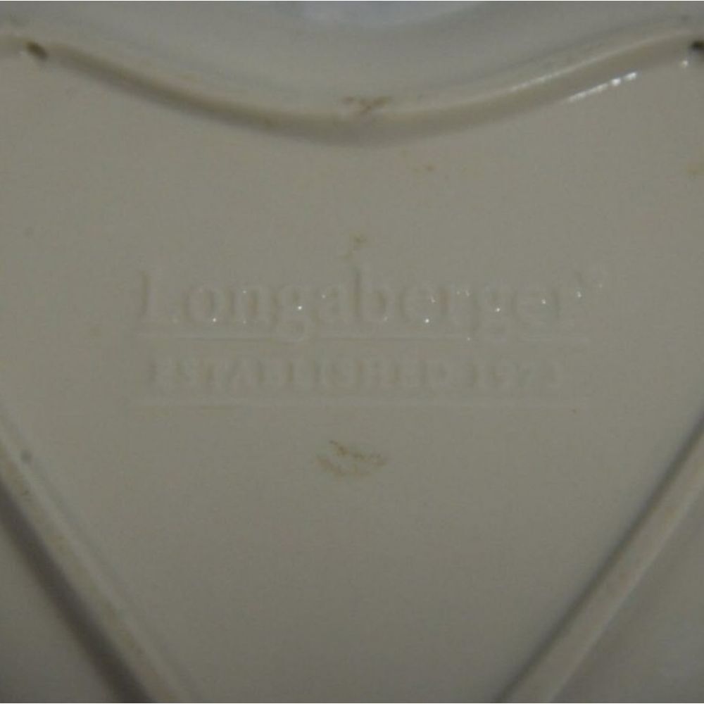 Longaberger Sweetest Heart Dish Ivory Ceramic Bowl with Pierced Ribbon Edge - Picture 5 of 10